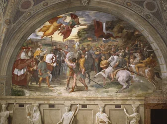 Das Treffen von Leo dem Großen und Attila, Stanza di Eliodoro, 1514